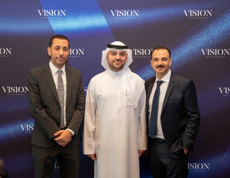 Eng Masoud Al Zarouni, CEO & Co Founder, Vision Developments with their leadership team